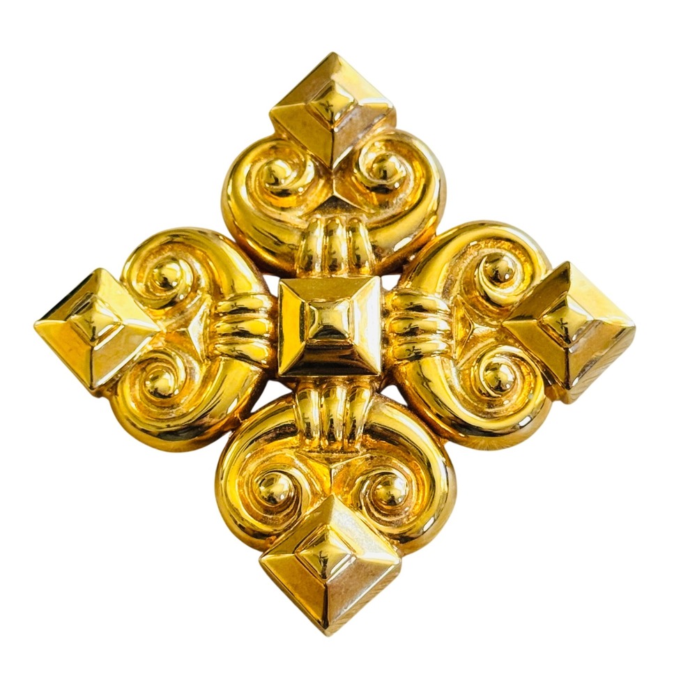 VTG St. John SJ Signed Brooch Pin Pendant Maltese Cross Runway Statement Bold